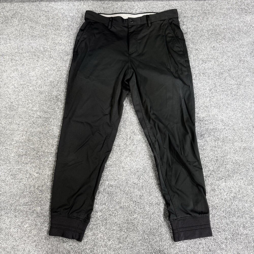 Michael Kors Mens Pants 32x30 Black Slim Jogger Chino Stretch Cuffed Casual